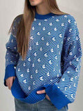Contrast Round Neck Long Sleeve Sweater for Women Fashion