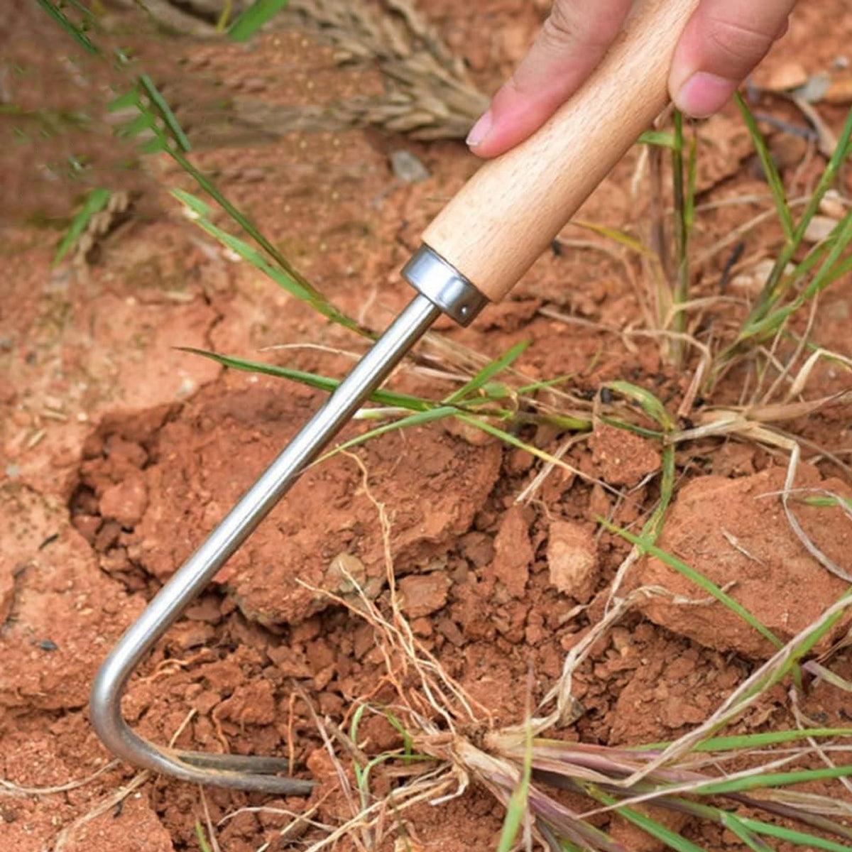Weeding Hand Tool Forked Hook or L-Shaped Knife Manganese Steel Garden Tool
