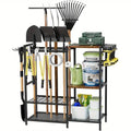 NNETM Garden Tool Rack with Wooden Shelves